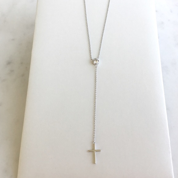 Sale $26 Firm! Sterling Silver Cross Drop Necklace - Picture 2 of 12